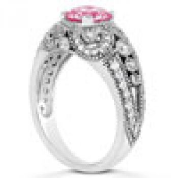 Vintage Style Pink Topaz and Diamond Engagement Ring 2