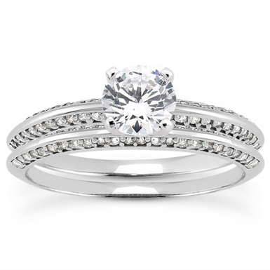 1 Carat Diamond Wedding and Engagement ring Set