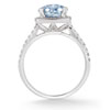 Aquamarine and Pave Diamond Halo Ring,14K White Gold