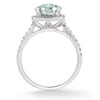 Green Amethyst and Pave Diamond Halo Ring,14K White Gold