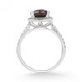 Garnet and Pave Diamond Halo Ring in 14K White Gold 3