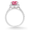 Pink Topaz and Pave Diamond Halo Ring,14K White Gold