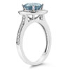 Aquamarine and Diamond Halo Ring,14K White Gold