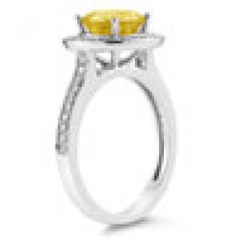 Citrine and Diamond Halo Ring in 14K White Gold 3