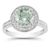Green Amethyst and Diamond Halo Ring,14K White Gold