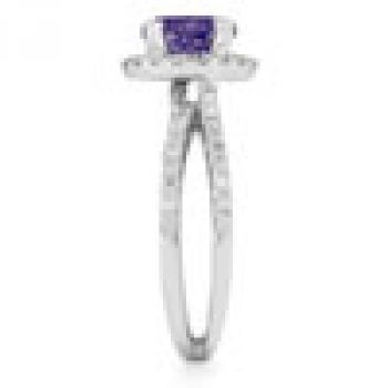 Criss-Cross Pave Amethyst and Diamond Halo Ring 3