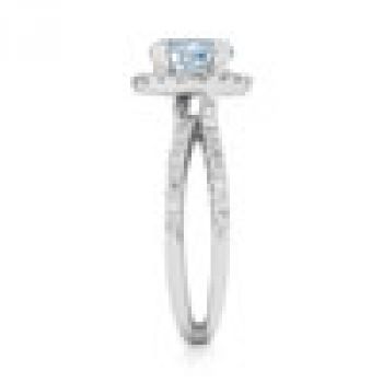 Pave Diamond Criss-Cross Aquamarine and Diamond Halo Ring 3