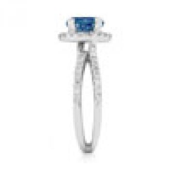 Pave Diamond Criss-Cross London Blue Topaz Halo Ring 3