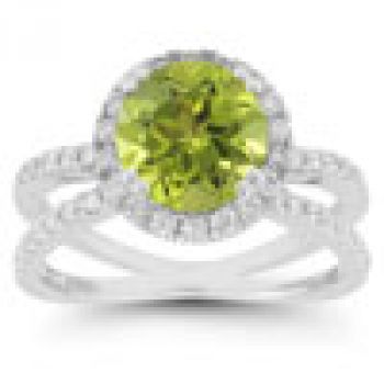 Pave Diamond Criss-Cross Peridot Halo Ring 2