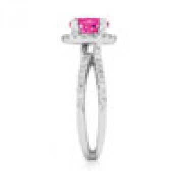 Pave Diamond Criss-Cross Pink Topaz Halo Ring 3