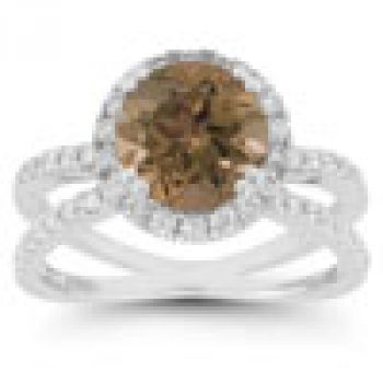 Pave Diamond Criss-Cross Smoky Quartz Halo Ring 2