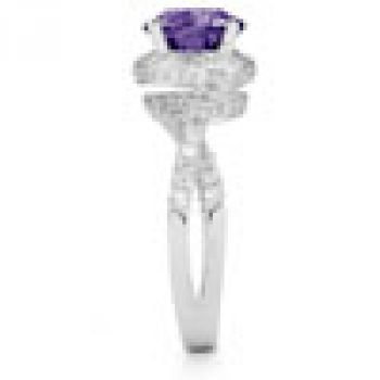 Micro Pave Halo Amethyst Ring in 14K White Gold 3