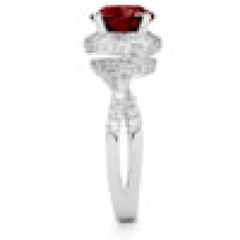 Micro Pave Halo Garnet Ring in 14K White Gold 3