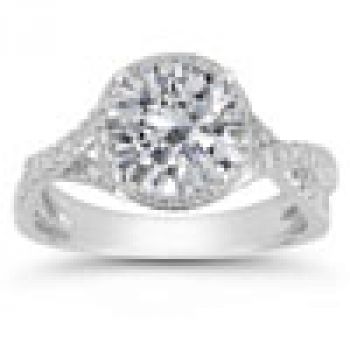 Micro Pave Halo Moissanite Ring in 14K White Gold 2