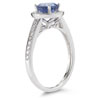 Modern Halo Gemstone Diamond Ring in 14K White Gold
