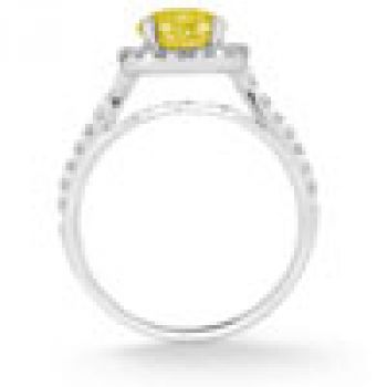 Citrine and Diamond Halo Gemstone Ring in 14K White Gold 3