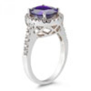 Amethyst and Diamond Cocktail Ring in 14K White Gold 3