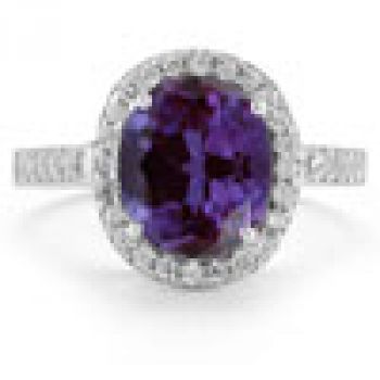 Amethyst and Diamond Cocktail Ring in 14K White Gold 2