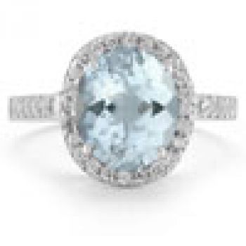 Aquamarine and Diamond Cocktail Ring in 14K White Gold 2