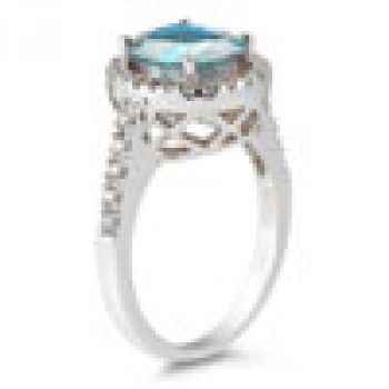 Blue Topaz and Diamond Cocktail Ring in 14K White Gold 3