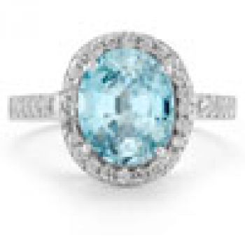 Blue Topaz and Diamond Cocktail Ring in 14K White Gold 2