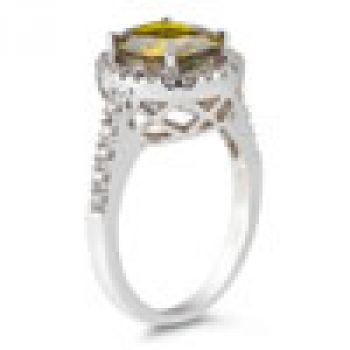 Citrine and Diamond Cocktail Ring in 14K White Gold 3