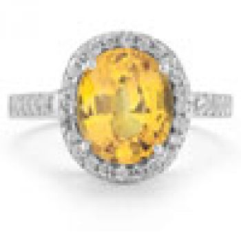 Citrine and Diamond Cocktail Ring in 14K White Gold 2