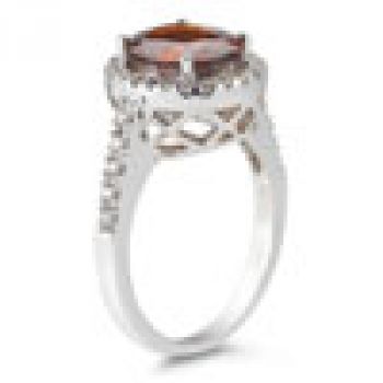 Garnet and Diamond Cocktail Ring in 14K White Gold 3