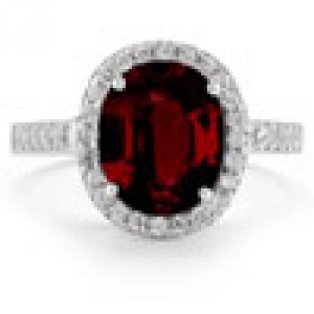 Garnet and Diamond Cocktail Ring in 14K White Gold 2