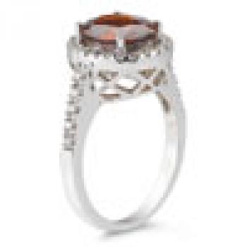 Mandarin Garnet and Diamond Cocktail Ring in 14K White Gold 3