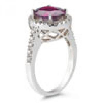 Pink Topaz and Diamond Cocktail Ring in 14K White Gold 3