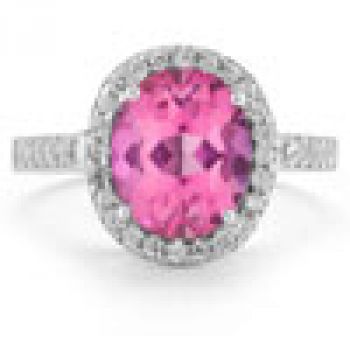 Pink Topaz and Diamond Cocktail Ring in 14K White Gold 2