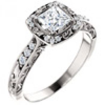 Sculptured Princess-Cut Diamond Engagement Ring 2