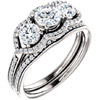 Three Stone Diamond Halo Engagement Ring