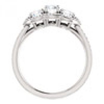 1 Carat Three Stone Diamond Halo Ring in 14K White Gold 5