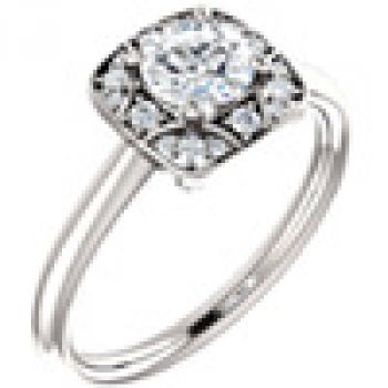 Ethereal Diamond Halo Engagement Ring in 14K White Gold 2