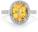 Citrine and Diamond Cocktail Ring in 14K White Gold