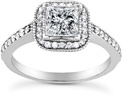 1 Carat Princess-Cut Halo Diamond Engagement Ring
