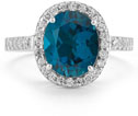 London Blue Topaz and Diamond Cocktail Ring in 14K White Gold