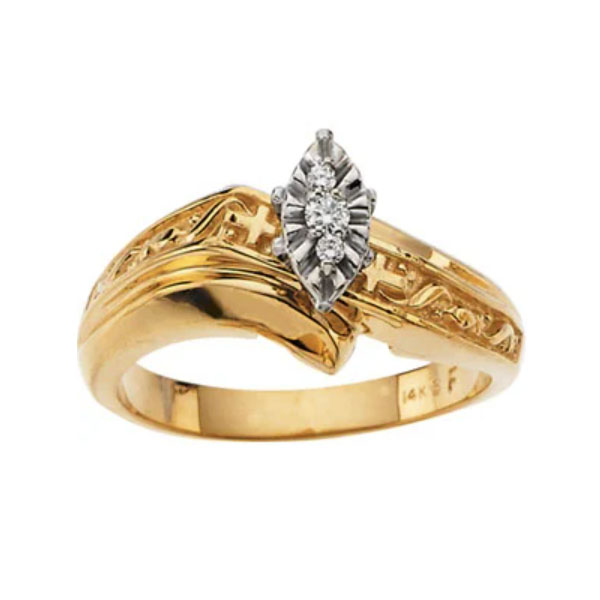 marquis-shaped diamond cross engagement ring