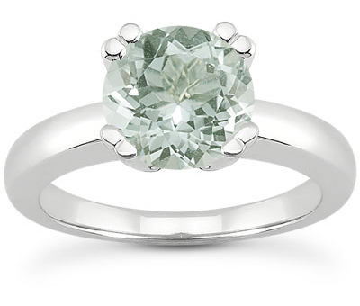 Green Amethyst Modern Solitaire Ring