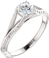 Paisley 4-Prong Scroll Solitaire Ring in 14K White Gold