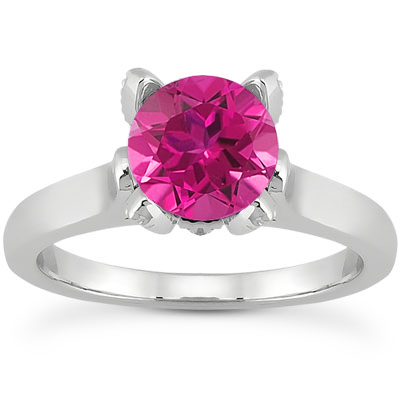 Pink Topaz and Diamond Accent Solitaire Engagement Ring