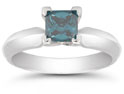 1 Carat Princess Cut Blue Diamond Solitaire Ring