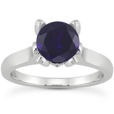 Sapphire and Diamond Accent Solitaire Engagement Ring