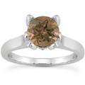 Smoky Quartz and Diamond Accent Solitaire Engagement Ring