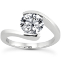 Tension Set CZ Engagement Ring in 14K White Gold