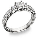 3/4 Carat Three Stone Princess Cut Floret Diamond Engagement Ring
