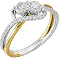 2-Stone Two-Tone 3/4 Carat Diamond Engagement Ring