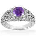 Vintage Style Tanzanite and Diamond Engagement Ring